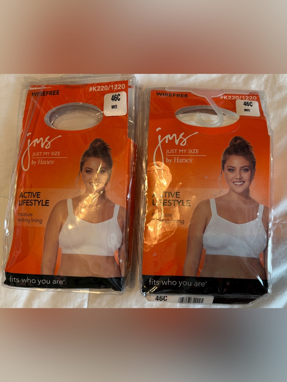 Just My Size Womens Active Lifestyle Wirefree White Bra Style MJ1220-46C